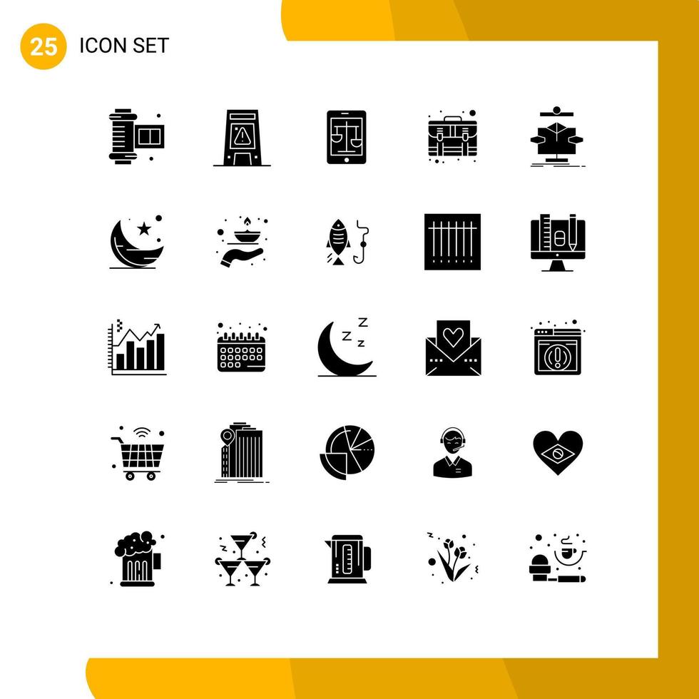 Modern Set of 25 Solid Glyphs Pictograph of payment case court business online Editable Vector Design Elements