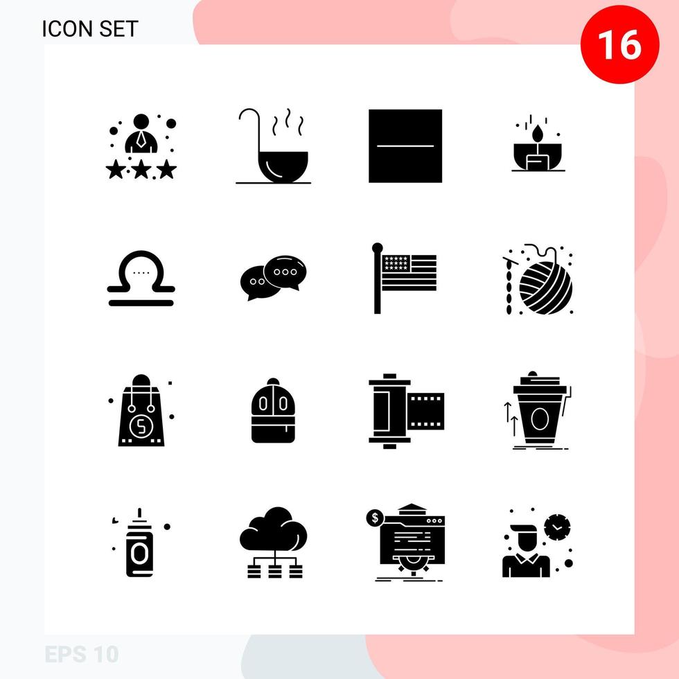 Vector Pack of 16 Icons in Solid Style Creative Glyph Pack isolated on White Background for Web and Mobile Creative Black Icon vector background