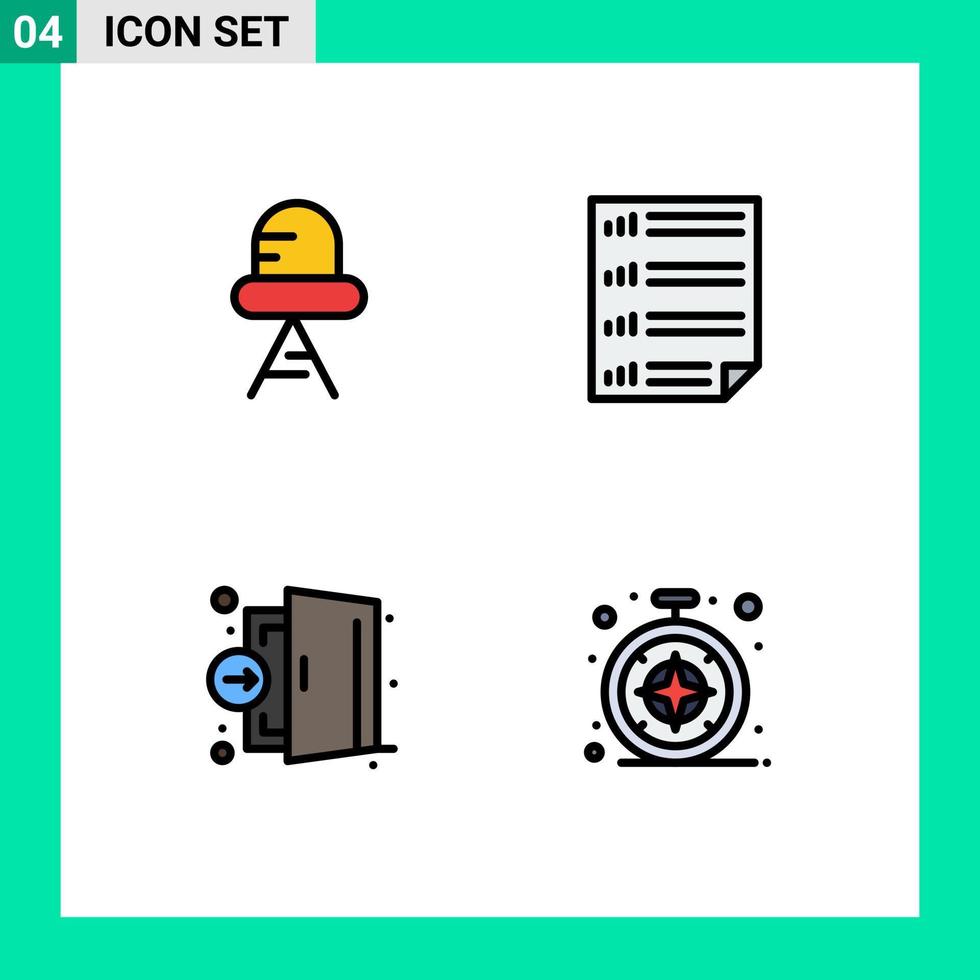 4 Filledline Flat Color concept for Websites Mobile and Apps diode emergency bars four hospital Editable Vector Design Elements