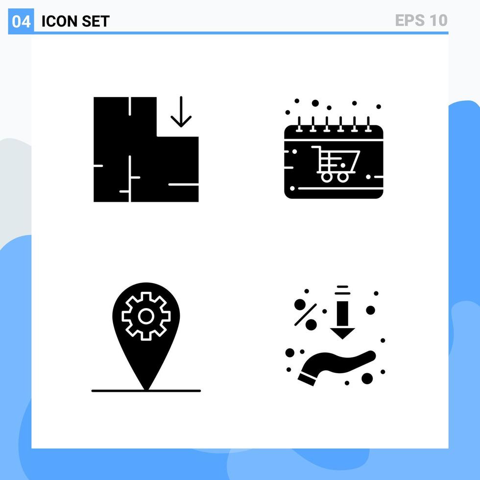 Modern 4 solid style icons Glyph Symbols for general use Creative Solid Icon Sign Isolated on White Background 4 Icons Pack Creative Black Icon vector background