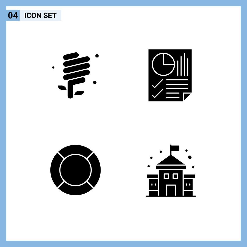 Pictogram Set of 4 Simple Solid Glyphs of earth day report environmental protection data essential Editable Vector Design Elements