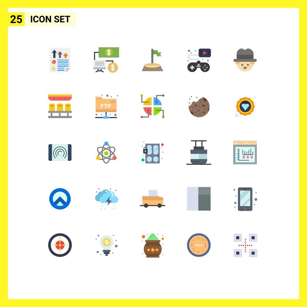 25 User Interface Flat Color Pack of modern Signs and Symbols of gardener video game corner gamepad controller Editable Vector Design Elements