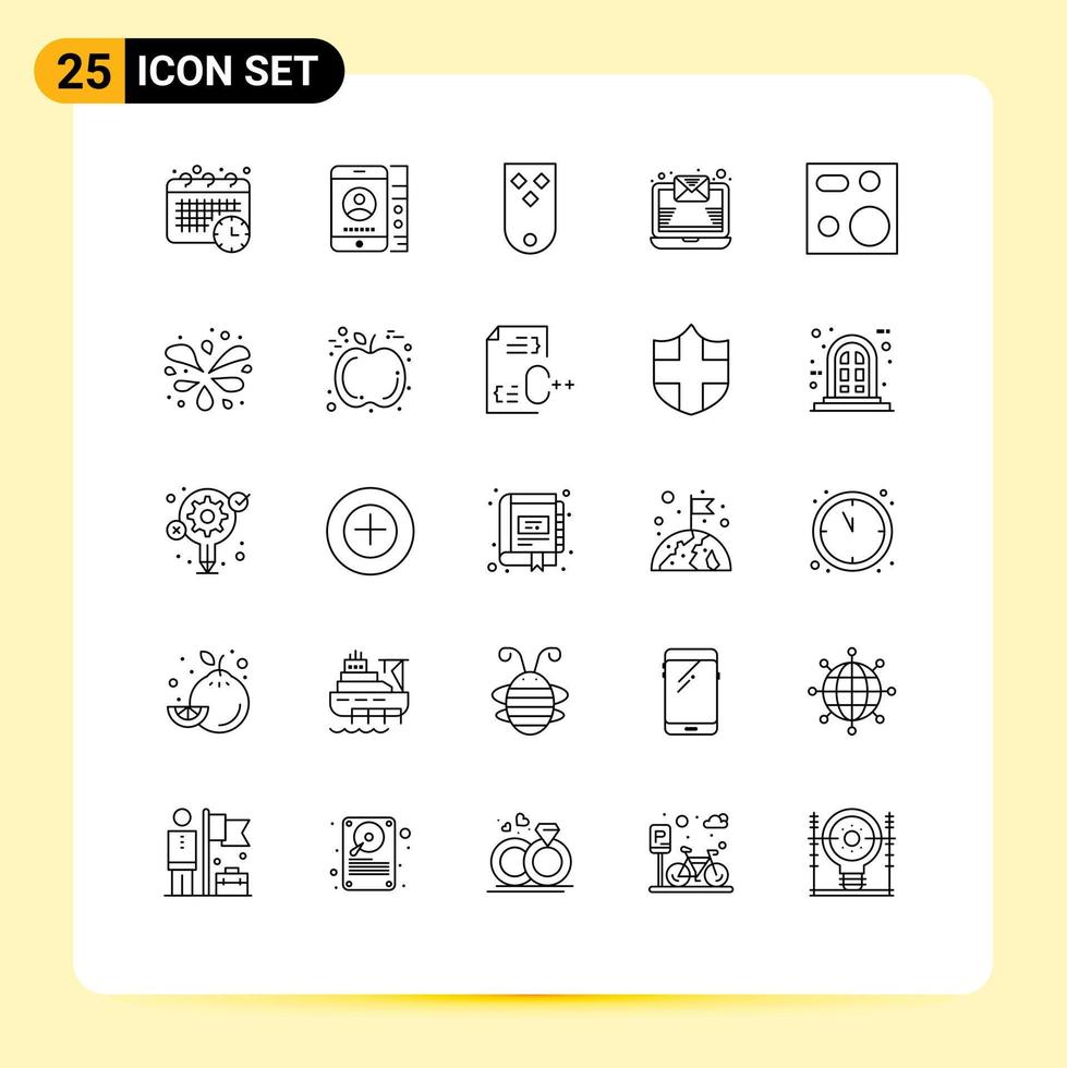 Group of 25 Lines Signs and Symbols for devices newsletter diamonds mail three Editable Vector Design Elements