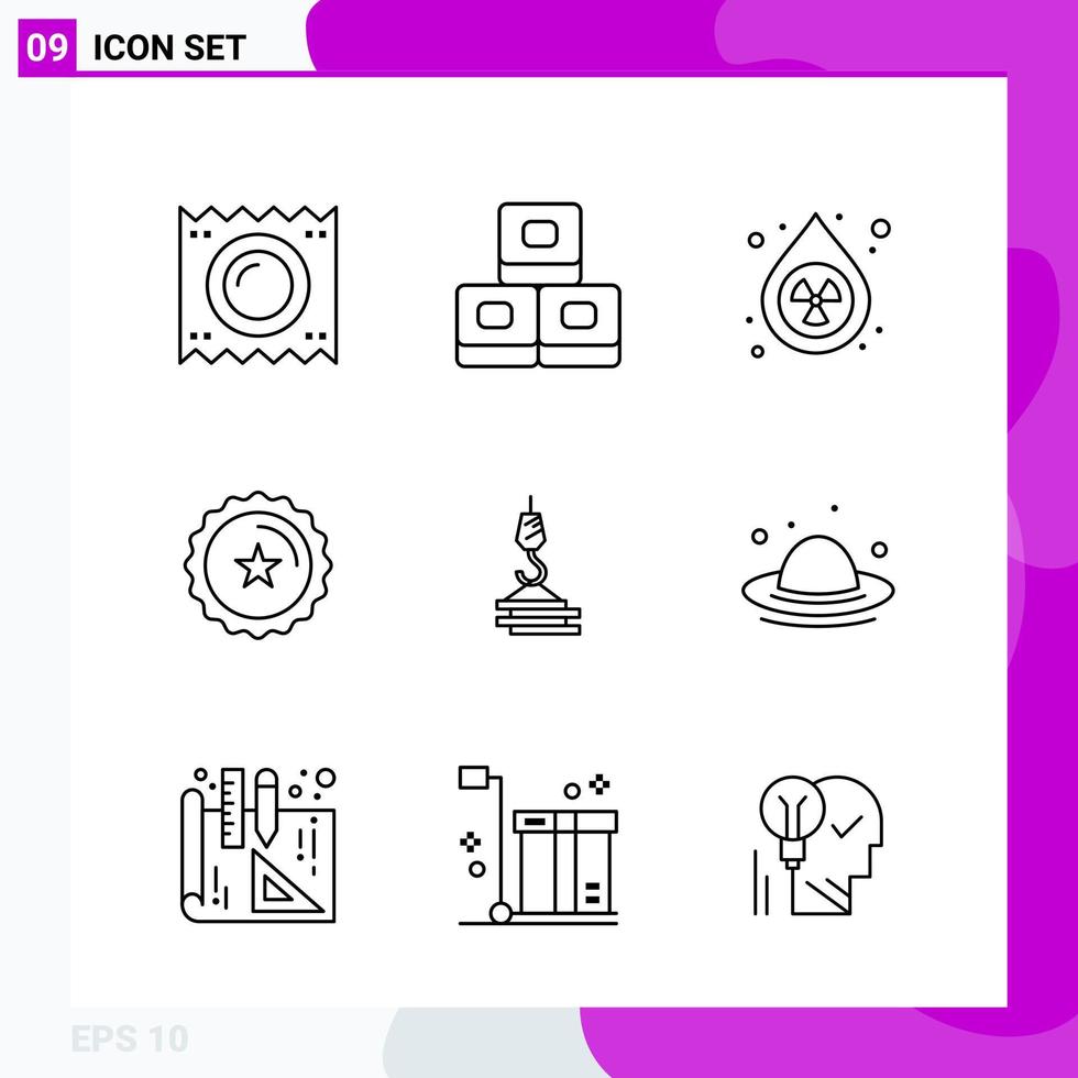 Line Icon set Pack of 9 Outline Icons isolated on White Background for Web Print and Mobile Creative Black Icon vector background