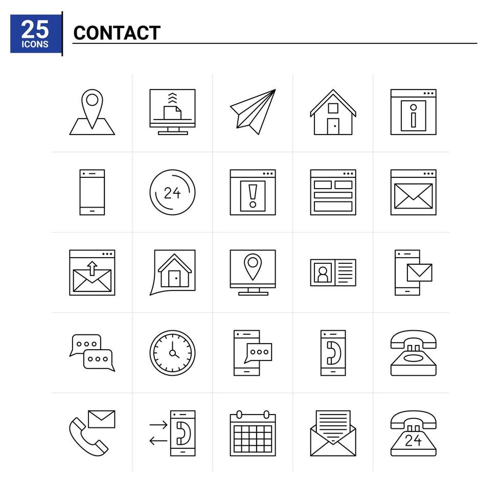 25 contacto conjunto de iconos de fondo vectorial vector