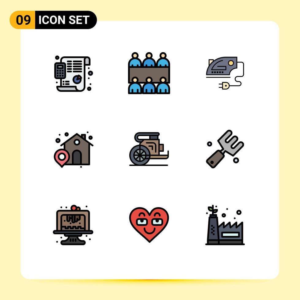 paquete de iconos de vectores de stock de 9 signos y símbolos de línea para elementos de diseño de vectores editables de la casa de carros de los caballos del príncipe