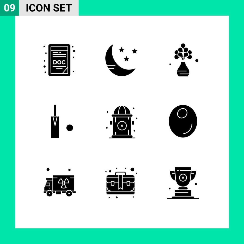 Set of 9 Modern UI Icons Symbols Signs for fruit hydrant plant life stumps Editable Vector Design Elements