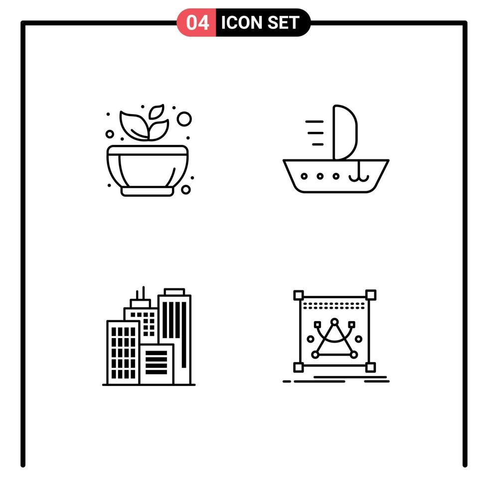 Pictogram Set of 4 Simple Filledline Flat Colors of grinding building spa ship office Editable Vector Design Elements