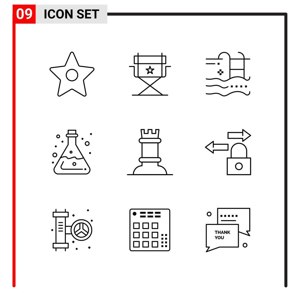 9 General Icons for website design print and mobile apps 9 Outline Symbols Signs Isolated on White Background 9 Icon Pack Creative Black Icon vector background