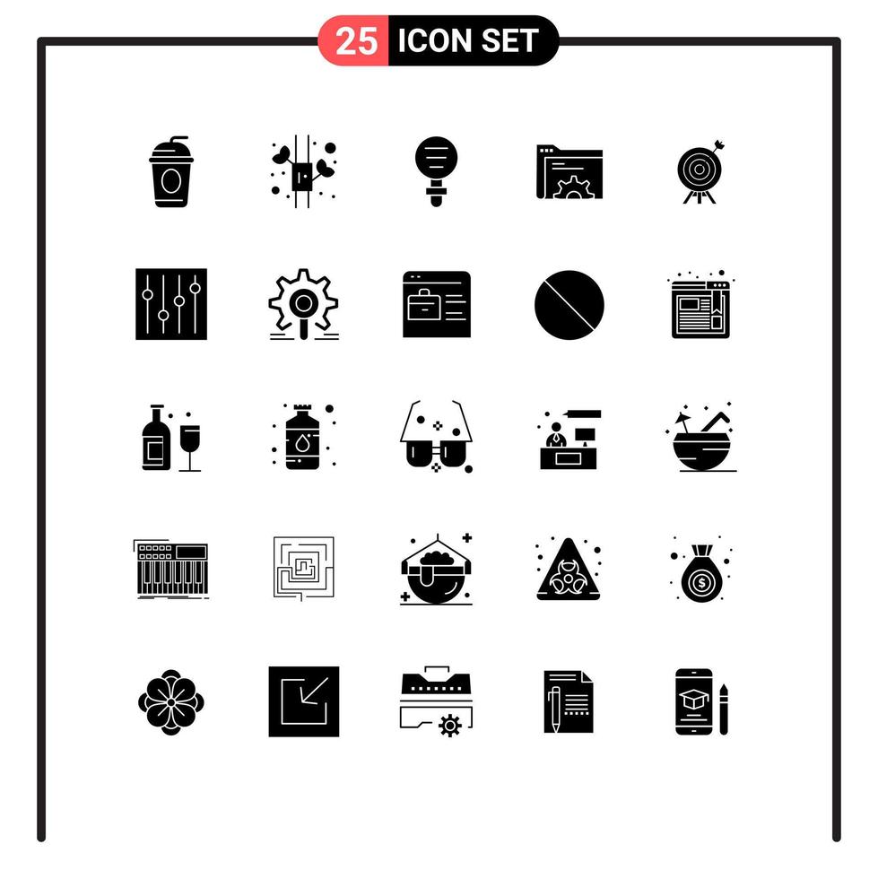 Stock Vector Icon Pack of 25 Line Signs and Symbols for arrow target experiment server data Editable Vector Design Elements