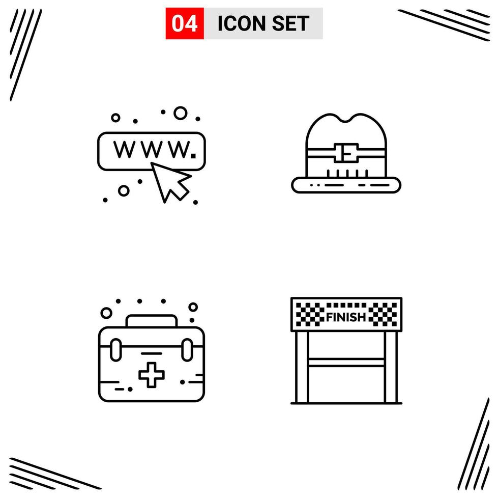 4 Icons Line Style Grid Based Creative Outline Symbols for Website Design Simple Line Icon Signs Isolated on White Background 4 Icon Set Creative Black Icon vector background