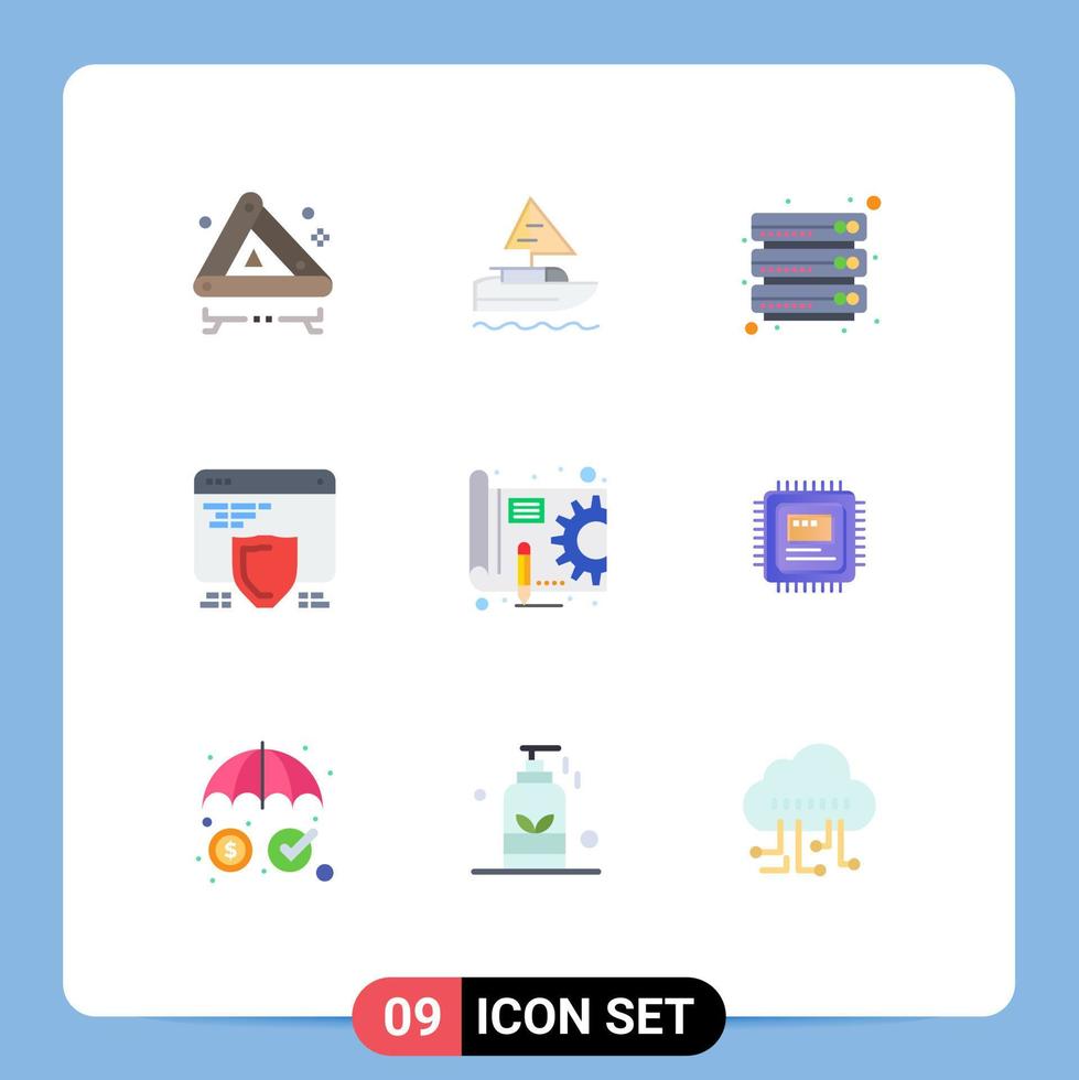 Stock Vector Icon Pack of 9 Line Signs and Symbols for plan web cloud shield protection Editable Vector Design Elements