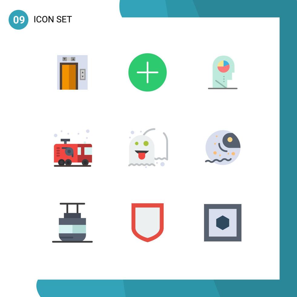 Modern Set of 9 Flat Colors and symbols such as game fireman profile firefighter emergency Editable Vector Design Elements