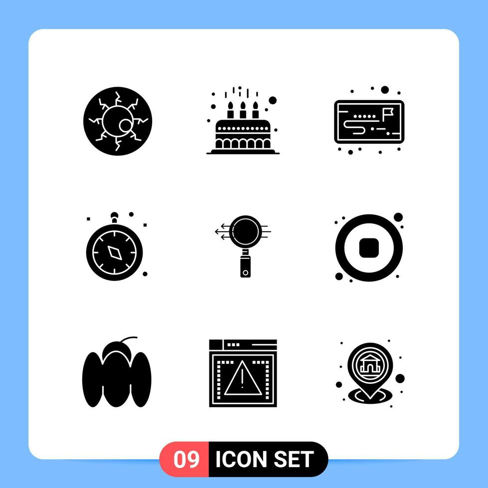 9 Solid Black Icon Pack Glyph Symbols for Mobile Apps isolated on white background 9 Icons Set Creative Black Icon vector background