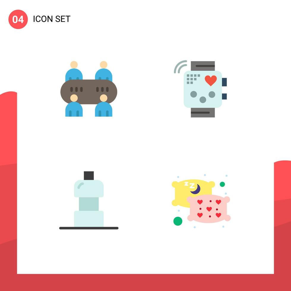 User Interface Pack of 4 Basic Flat Icons of casino drink activity heartbeat pillow Editable Vector Design Elements