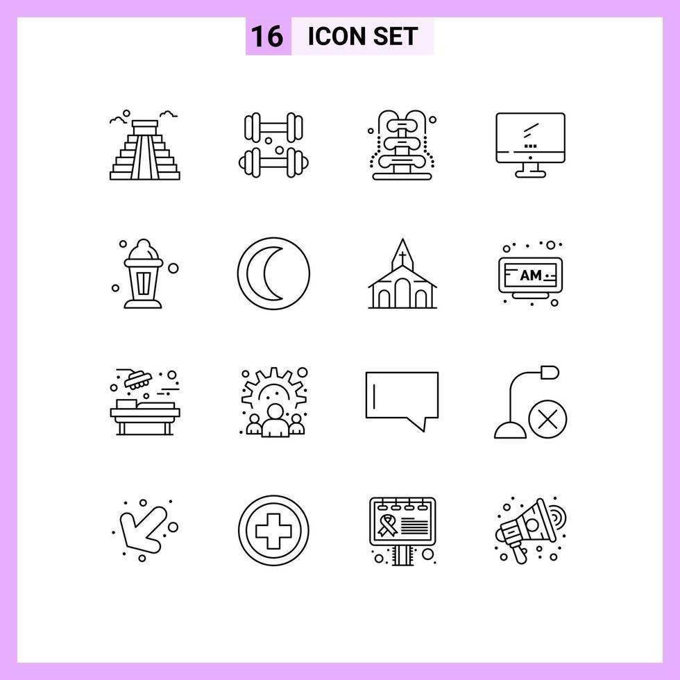 Stock Vector Icon Pack of 16 Line Signs and Symbols for abrahamic imac fountain device computer Editable Vector Design Elements