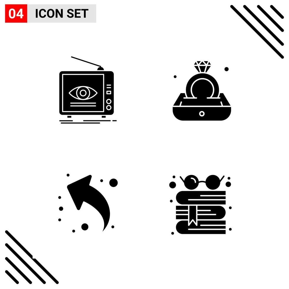 Pixle Perfect Set of 4 Solid Icons Glyph Icon Set for Webite Designing and Mobile Applications Interface Creative Black Icon vector background