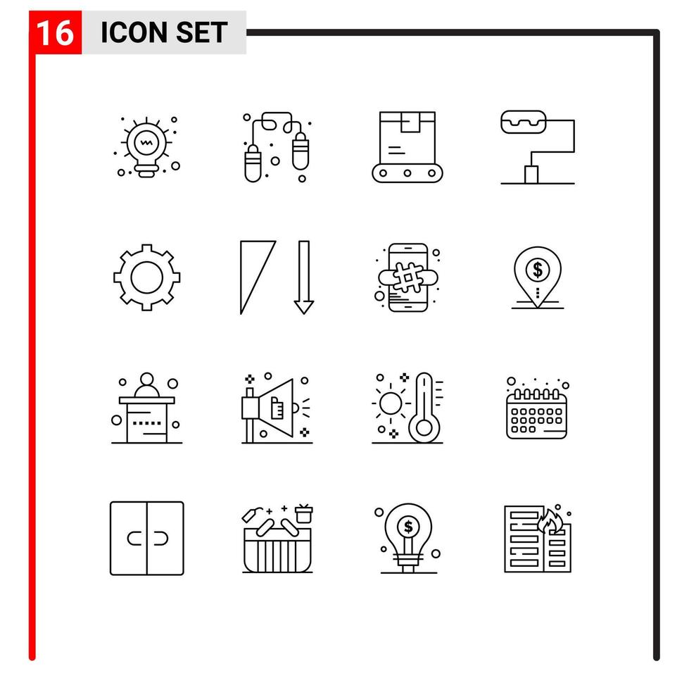 16 signos de contorno universal símbolos de logística de clasificación de etiquetas hash configuración descendente elementos de diseño vectorial editables vector