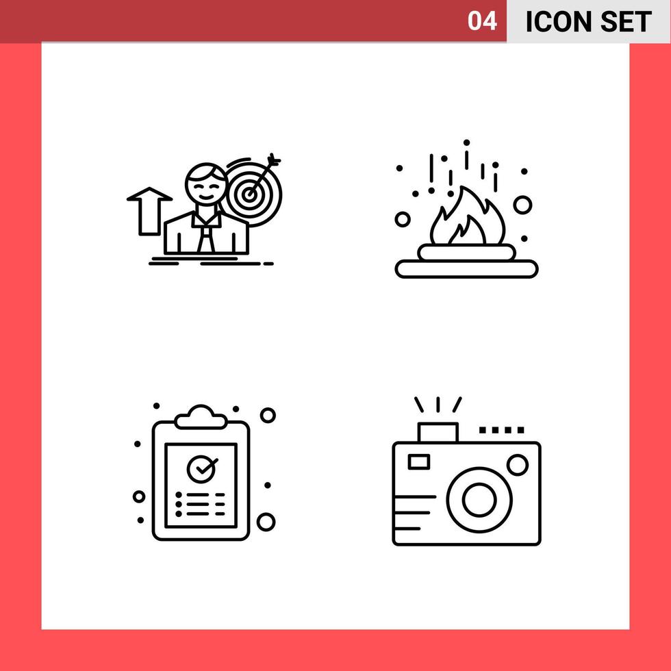 4 Icon Pack Line Style Outline Symbols on White Background Simple Signs for general designing Creative Black Icon vector background