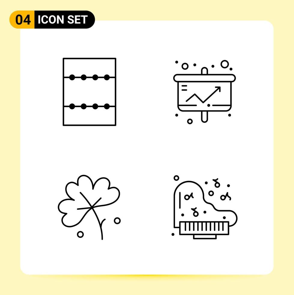 4 iconos creativos para el diseño moderno de sitios web y aplicaciones móviles receptivas 4 símbolos de contorno signos sobre fondo blanco paquete de 4 iconos fondo de vector de icono negro creativo
