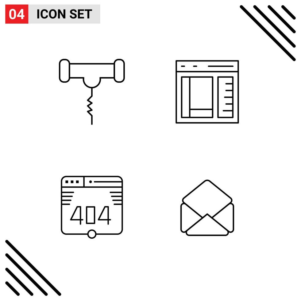 Pack of 4 creative Filledline Flat Colors of drink computer stork develop web Editable Vector Design Elements