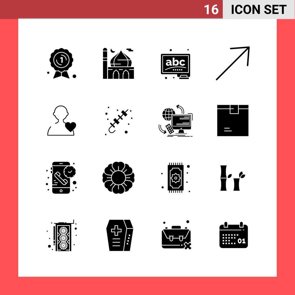 paquete de 16 iconos símbolos de glifo de estilo sólido sobre fondo blanco signos simples para el diseño general fondo de vector de icono negro creativo