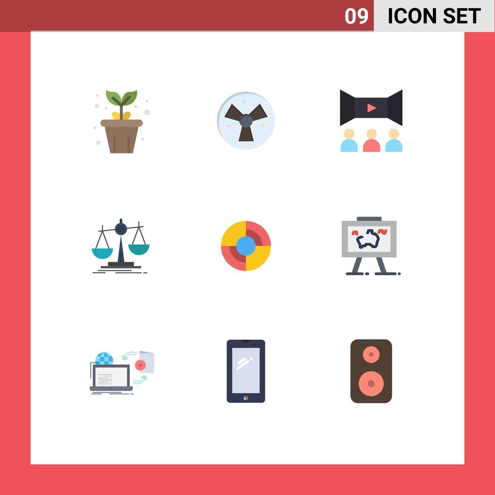 Set of 9 Modern UI Icons Symbols Signs for gps profit cinema loss balance Editable Vector Design Elements