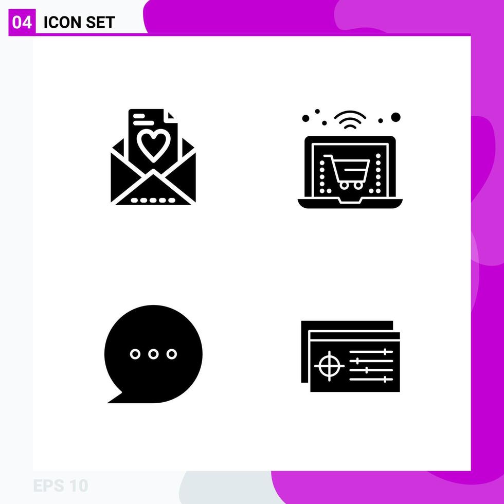 Solid Icon set Pack of 4 Glyph Icons isolated on White Background for Web Print and Mobile Creative Black Icon vector background