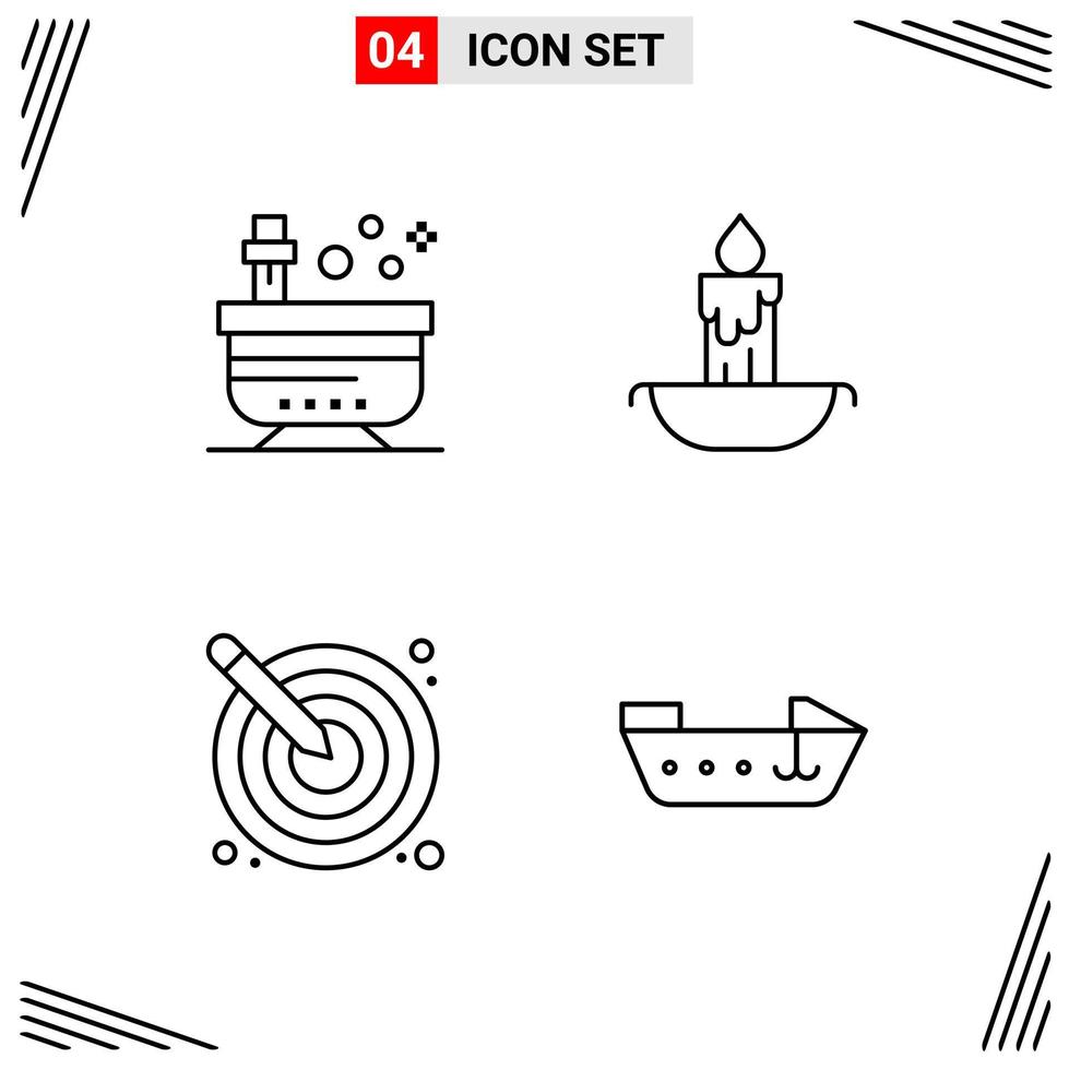 4 Icons Line Style Grid Based Creative Outline Symbols for Website Design Simple Line Icon Signs Isolated on White Background 4 Icon Set Creative Black Icon vector background