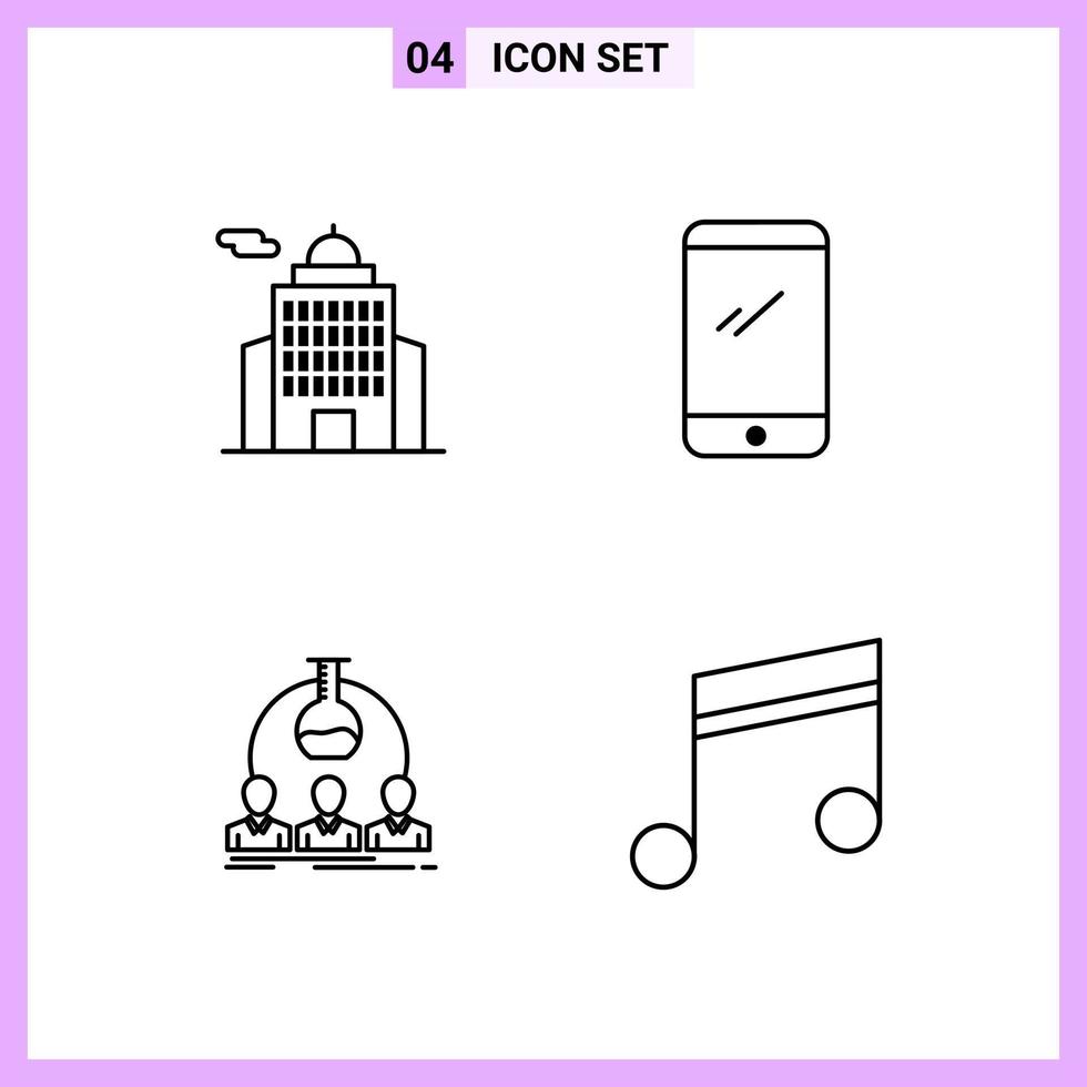 4 Icons in Line Style Outline Symbols on White Background Creative Vector Signs for Web mobile and Print Creative Black Icon vector background