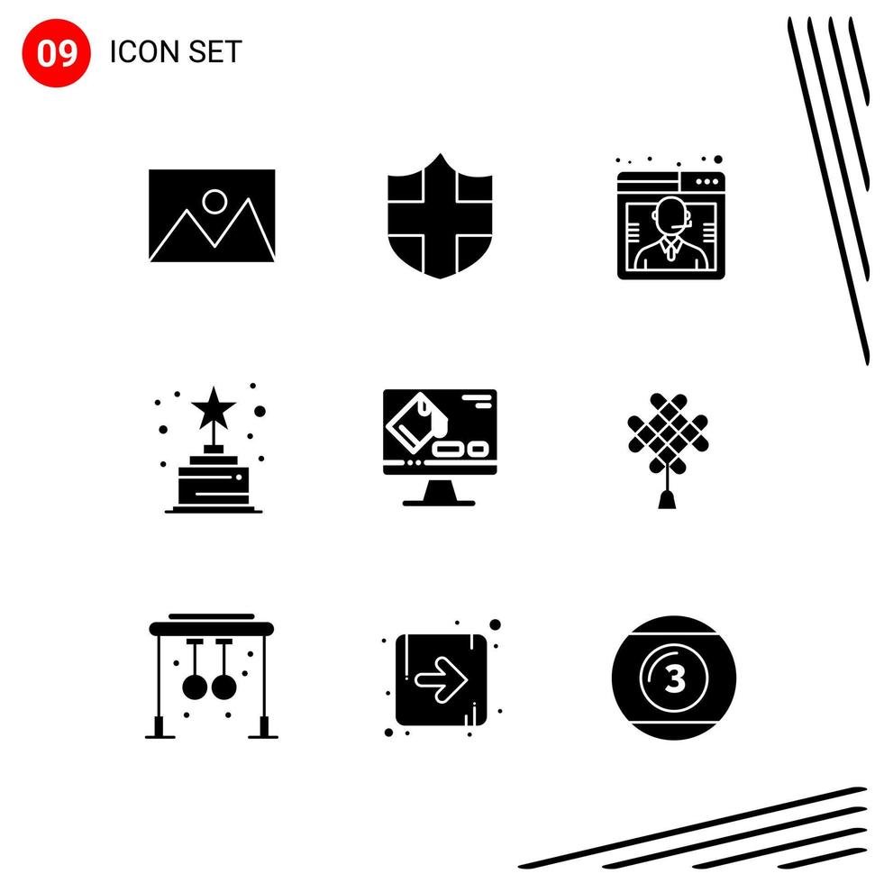 Collection of 9 Vector Icons in solid style Pixle Perfect Glyph Symbols for Web and Mobile Solid Icon Signs on White Background 9 Icons Creative Black Icon vector background