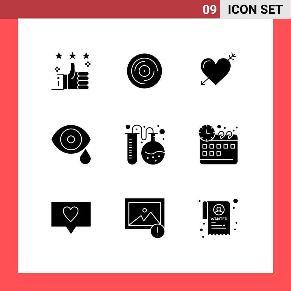 Stock Vector Icon Pack of 9 Line Signs and Symbols for lab biology scratching valentine holidays Editable Vector Design Elements