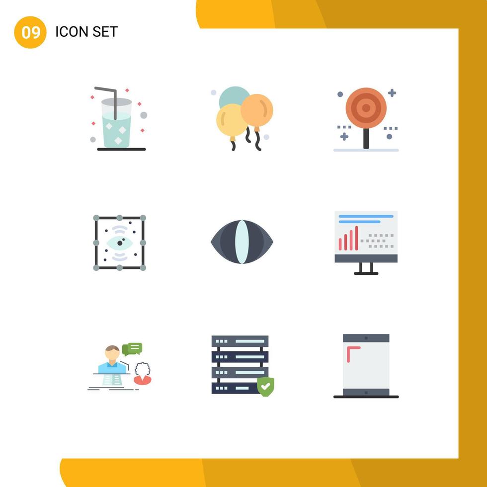 9 Flat Color concept for Websites Mobile and Apps face view celebration eye creative Editable Vector Design Elements