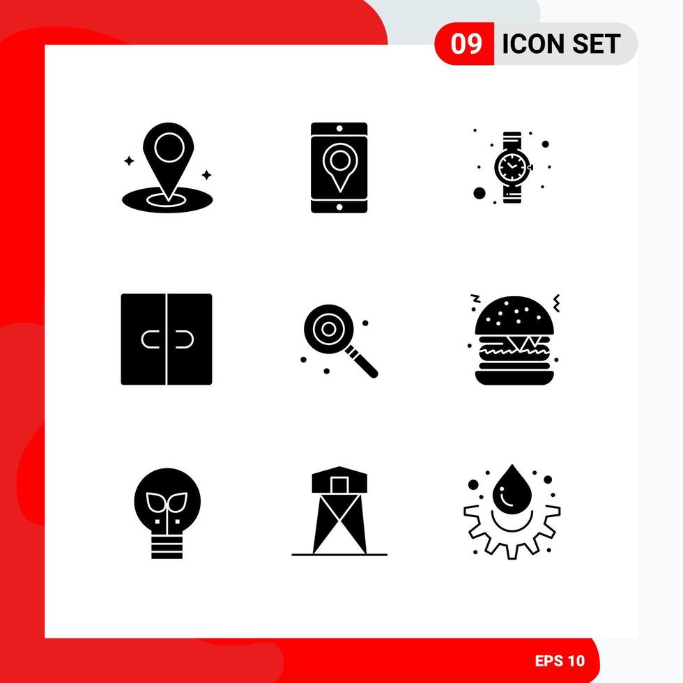 Modern Set of 9 Solid Glyphs Pictograph of sweet lolipop time candy furniture Editable Vector Design Elements