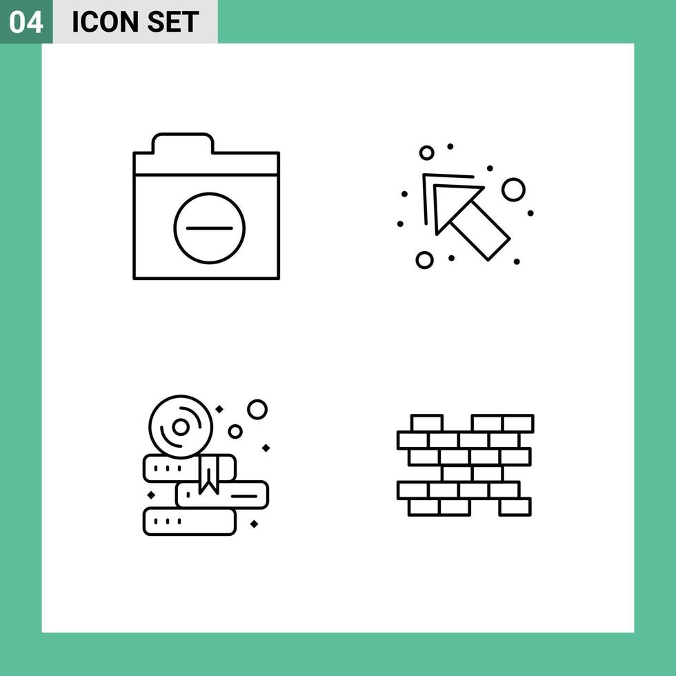 4 Creative Icons Modern Signs and Symbols of folder study error left brick Editable Vector Design Elements