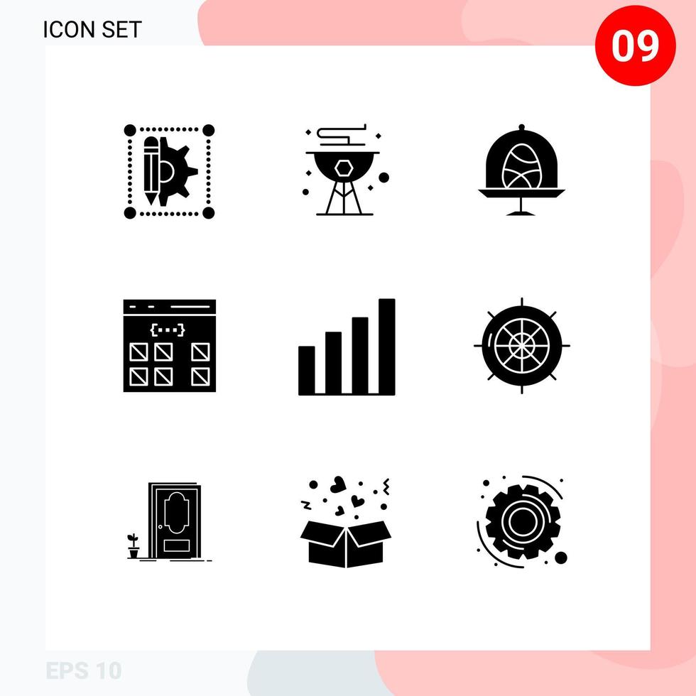 Modern Set of 9 Solid Glyphs and symbols such as interface develop summer coding easter Editable Vector Design Elements