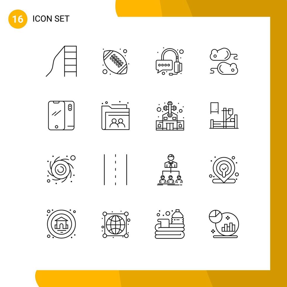 Pack of 16 creative Outlines of mobile phone help closing test testng Editable Vector Design Elements