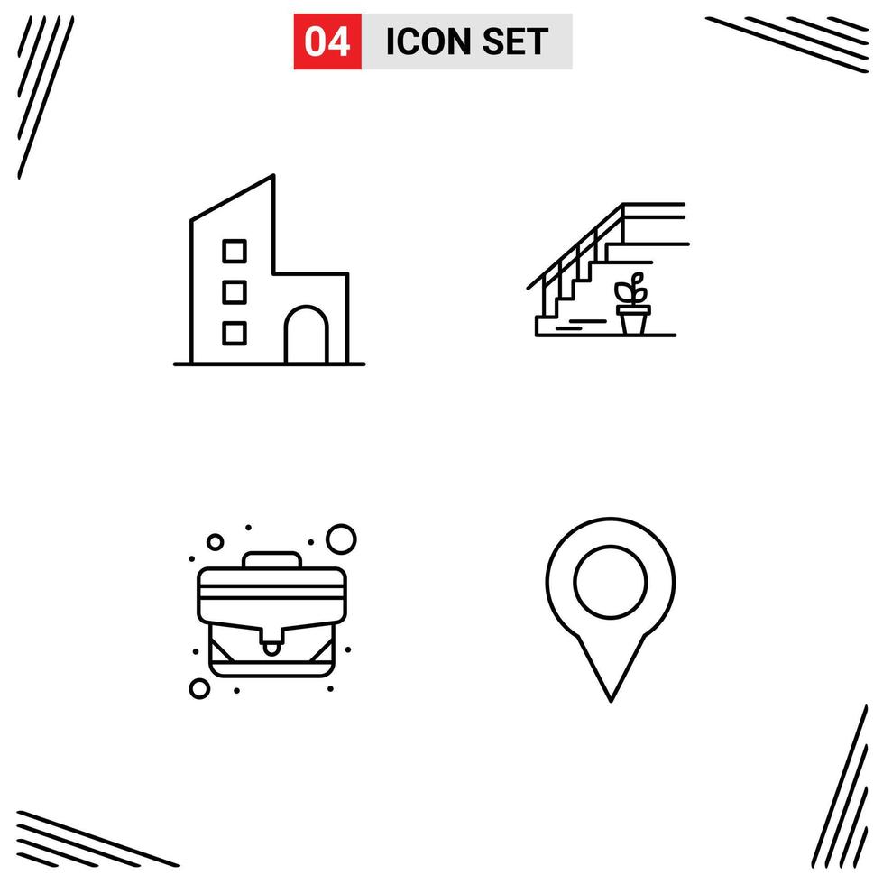 4 Creative Icons Modern Signs and Symbols of apartment home modern upstairs case Editable Vector Design Elements