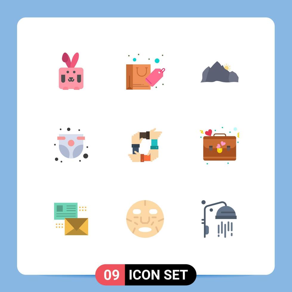 Universal Icon Symbols Group of 9 Modern Flat Colors of infant child hill baby panty scene Editable Vector Design Elements