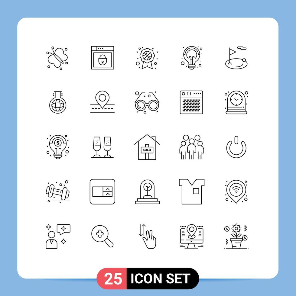 Set of 25 Modern UI Icons Symbols Signs for hole flag award badge seo creative Editable Vector Design Elements