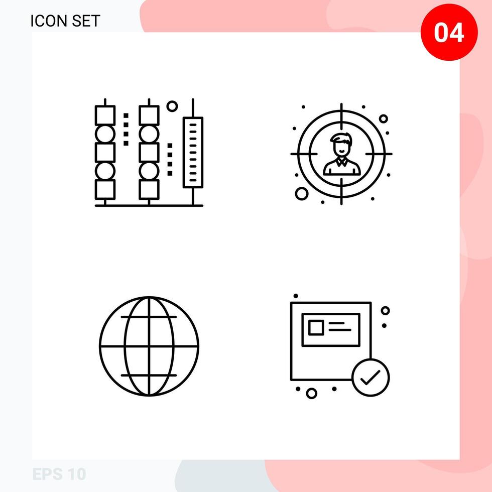 Vector Pack of 4 Icons in Line Style Creative Outline Pack isolated on White Background for Web and Mobile Creative Black Icon vector background