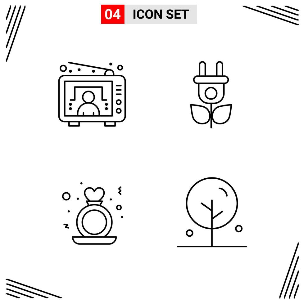 4 iconos de estilo de línea basados en cuadrícula símbolos de esquema creativos para el diseño de sitios web signos de icono de línea simple aislados en fondo blanco 4 conjunto de iconos fondo de vector de icono negro creativo