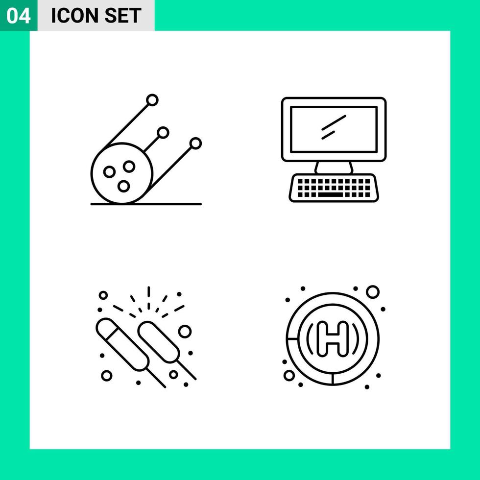 paquete de 4 iconos de estilo de línea establece símbolos de contorno para imprimir signos creativos aislados en fondo blanco 4 conjunto de iconos creativo fondo de vector de icono negro