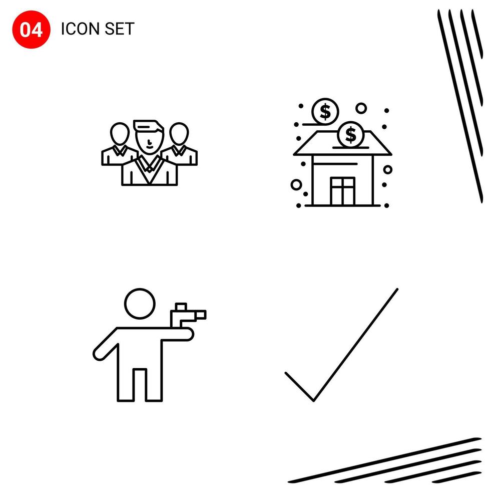 Collection of 4 Vector Icons in Line style Pixle Perfect Outline Symbols for Web and Mobile Line Icon Signs on White Background 4 Icons Creative Black Icon vector background