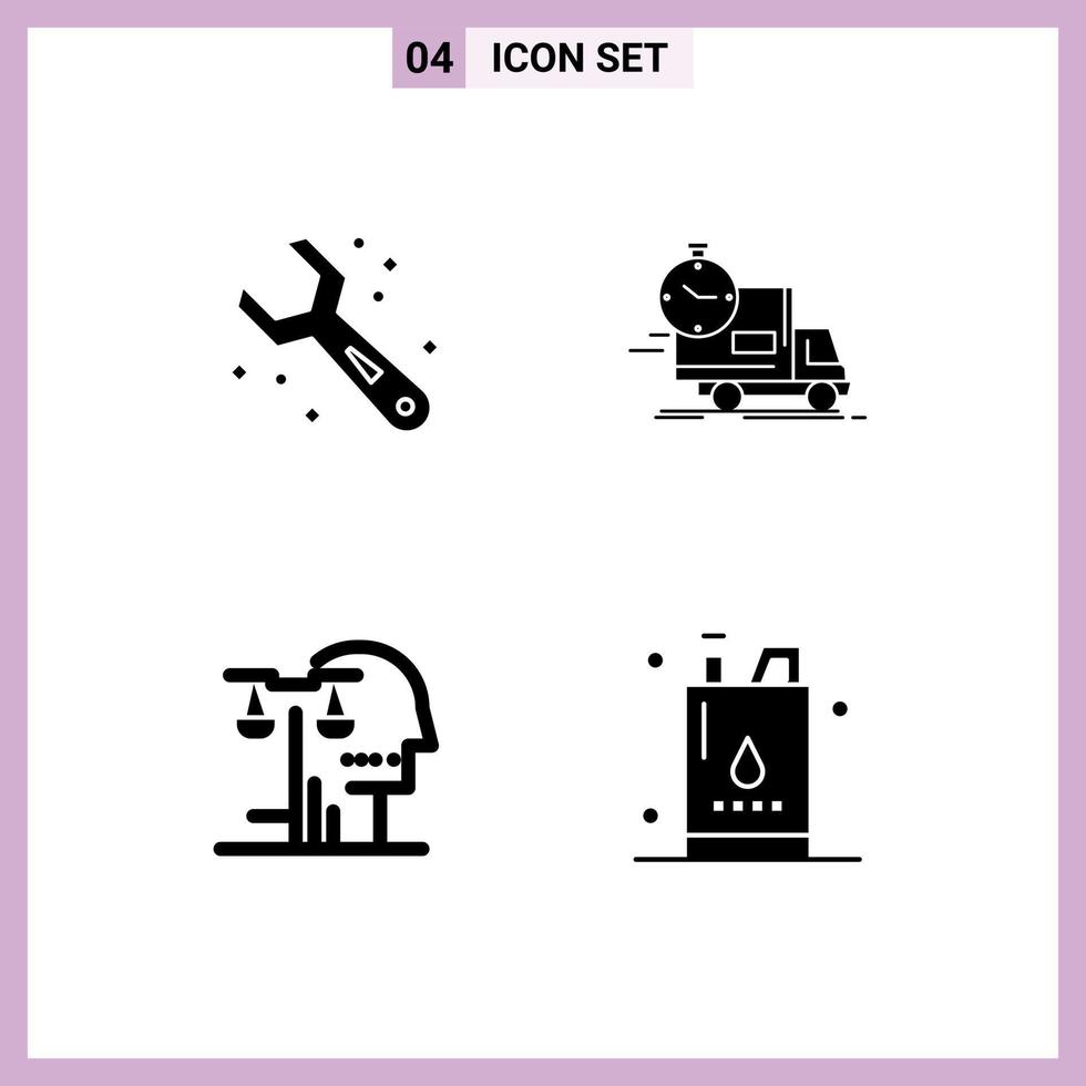 Stock Vector Icon Pack of 4 Line Signs and Symbols for adjustable choice wrench shipping human Editable Vector Design Elements