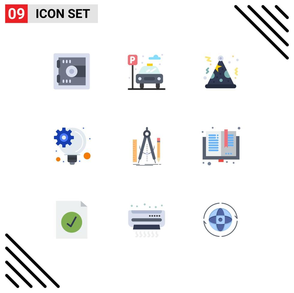 9 Flat Color concept for Websites Mobile and Apps tool geometry party design innovative process Editable Vector Design Elements