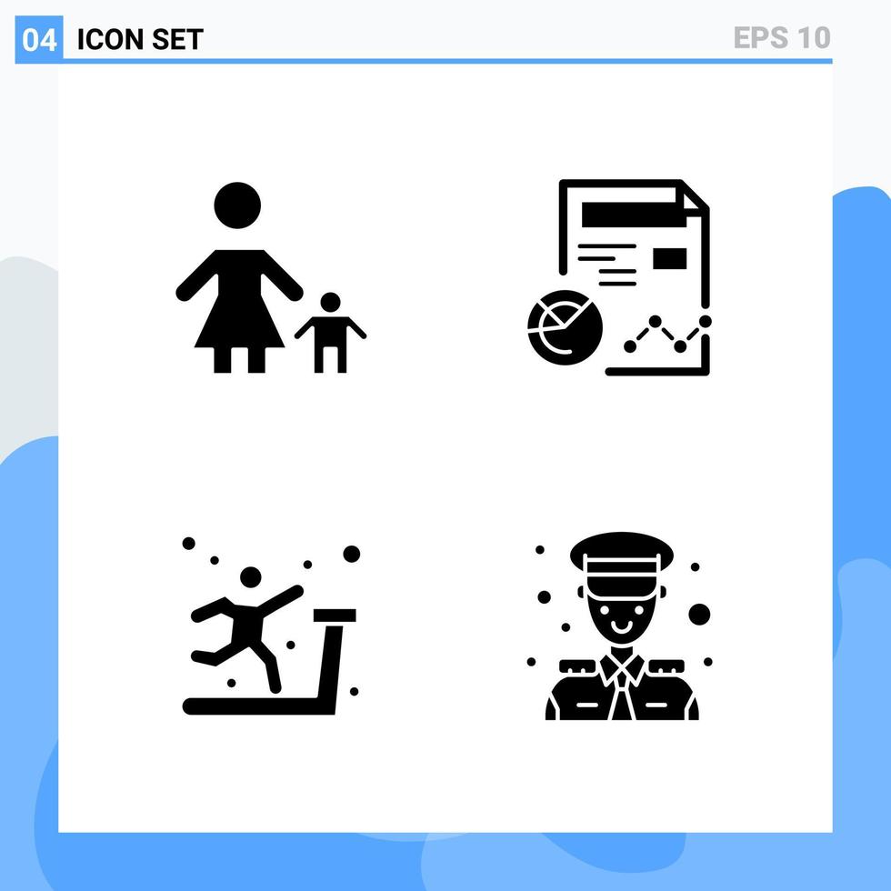 Modern 4 solid style icons Glyph Symbols for general use Creative Solid Icon Sign Isolated on White Background 4 Icons Pack Creative Black Icon vector background