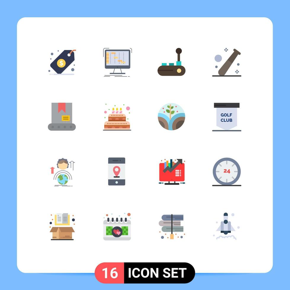 Modern Set of 16 Flat Colors Pictograph of healthcare game sequencer baseball joy pad Editable Pack of Creative Vector Design Elements
