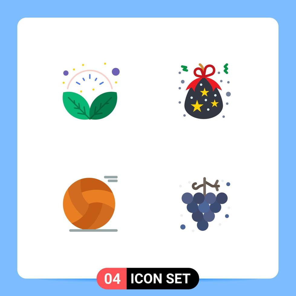 4 Universal Flat Icons Set for Web and Mobile Applications leaves ball relax christmas sport Editable Vector Design Elements