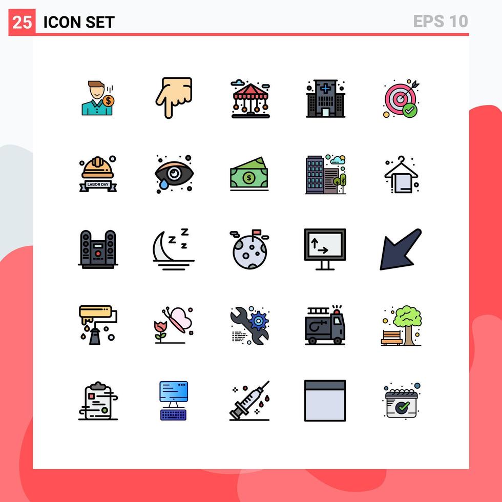Modern Set of 25 Filled line Flat Colors and symbols such as hospital care forefinger building park Editable Vector Design Elements